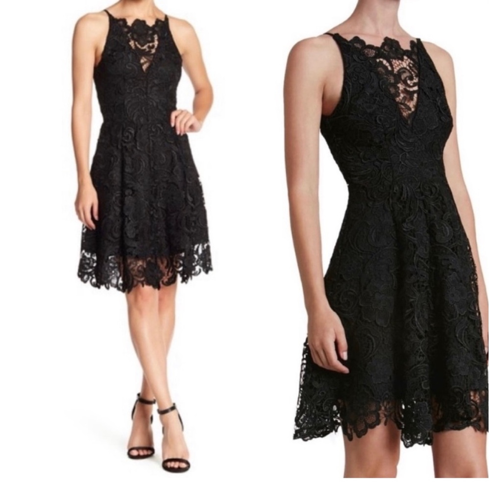 Dress the Population Hayden Crochet Lace Black Dress, Size 6 Excellent Condition